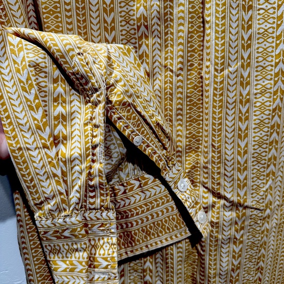 Lucky Brand Yellow and White Dungarees Men’s Long Sleeve Shirt, Sz Large - Picture 7 of 7